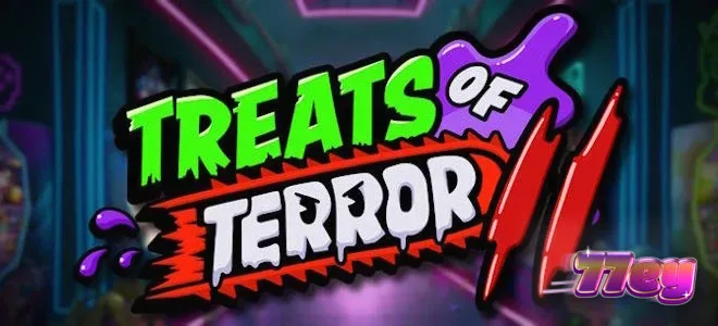 Interface de jogo do caça-níqueis Treats of Terror II com doces temáticos